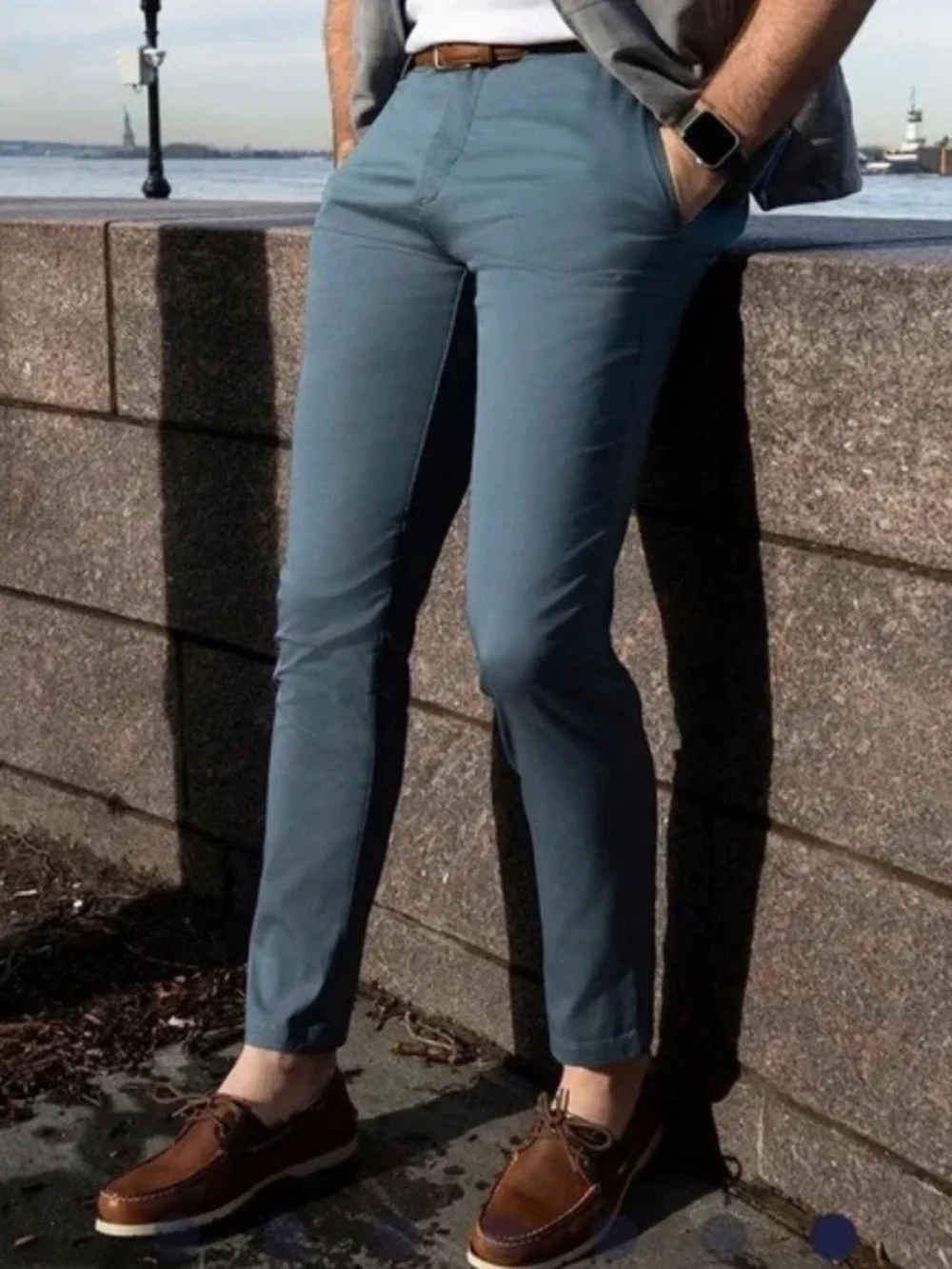 Birddogs Phil Gates Blue Pants with Liner Slim Fit Stretch Khakis Chinos Casual
